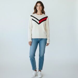 Tommy Hilfiger Chevron Red White Blue lightweight crewneck sweater Medium